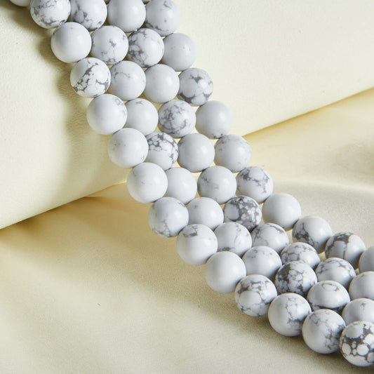 35pcs 10mm Natural Howlite Beads Gemstone Beads Round Loose Beads for Jewelry Making
