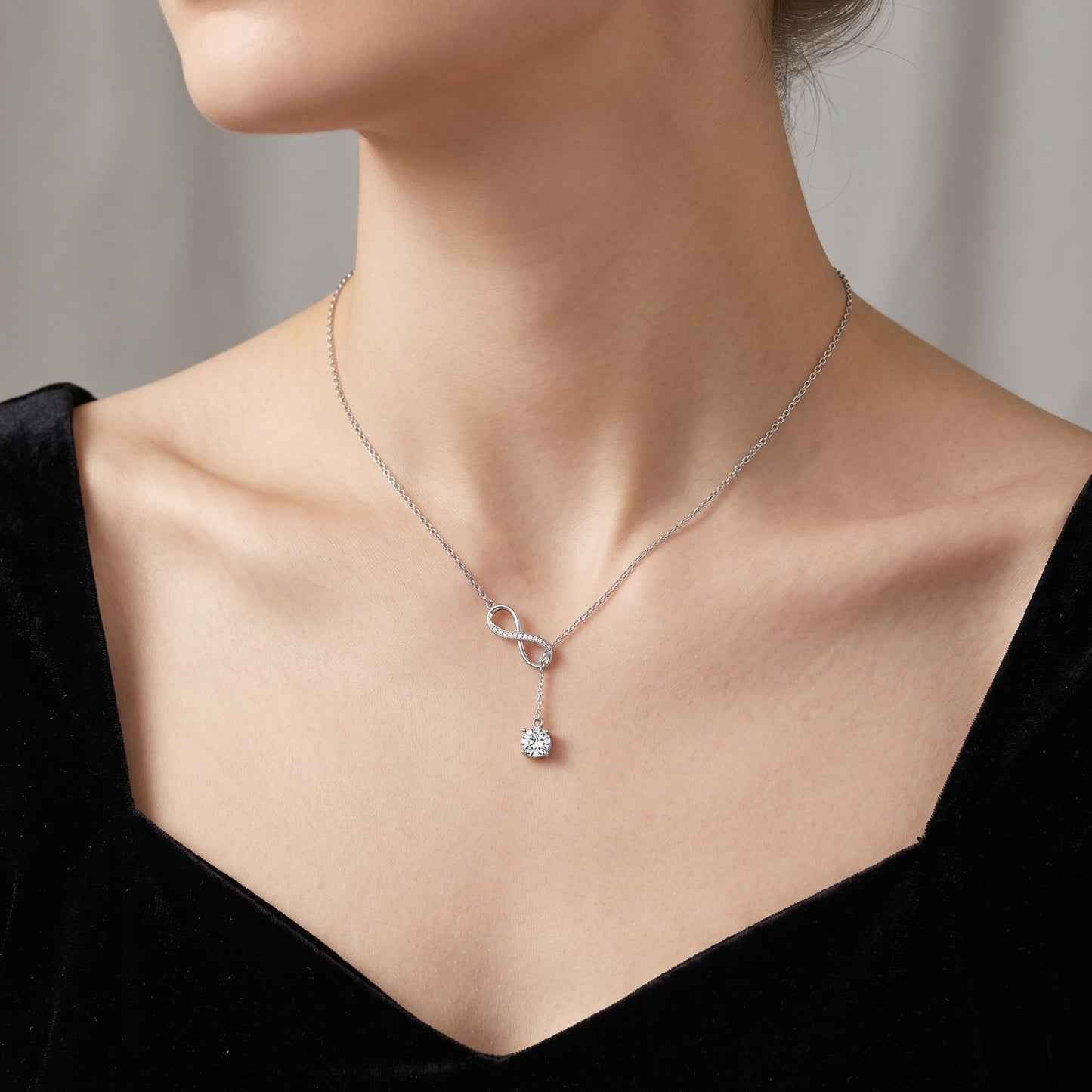 YYB Y Necklace Infinity Pendant Lariat Necklace for Women 925 Sterling Silver Drop Necklaces Christian Jewelry Birthday Anniversary Mothers Day Gifts for Mom Sister Girlfriend