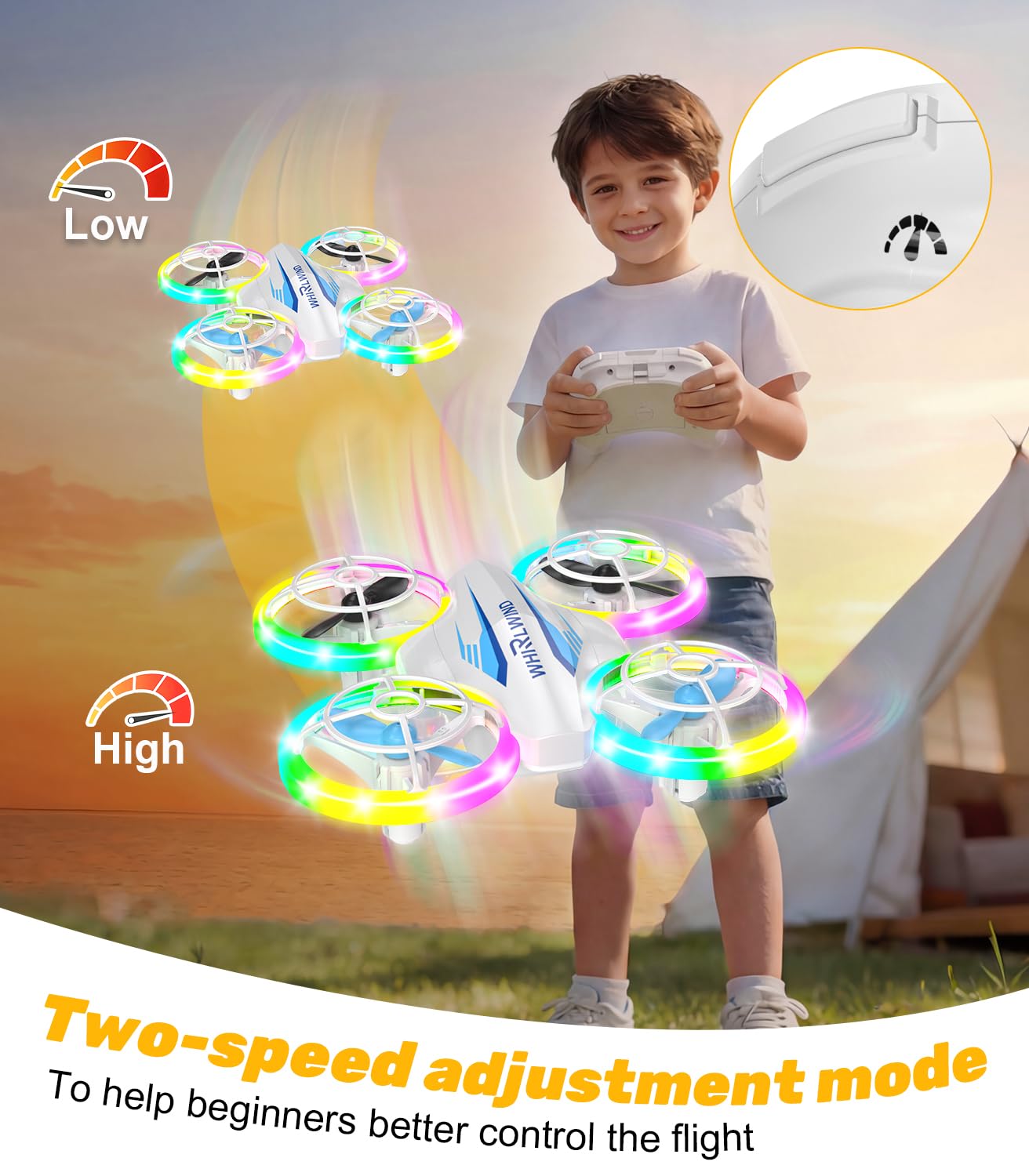 TURNRISE Mini Drone for Kids & Beginners- Kids Drone Mini Flying Toy with 360° Flips, LED Lights, 3 Batteries, 27 Mins Flight Time, One Key Takeoff Indoor Drones Mini RC Drones Gift for Boys and Girls