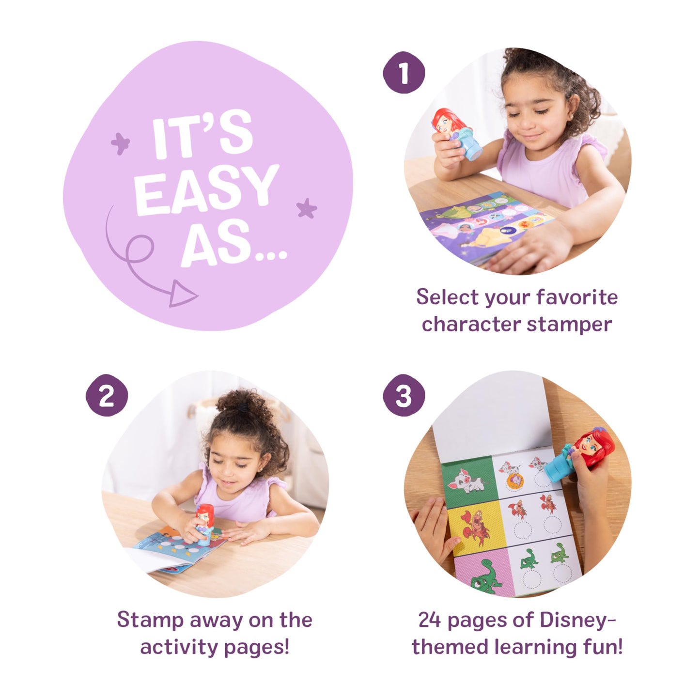Melissa & Doug Sticker Wow!™ 24-Page Activity Pad and Sticker Stamper, 300 Stickers, Arts and Crafts Fidget Toy Collectible Character – Disney Princess Ariel - for Kids Ages 3+ - FSC Certified