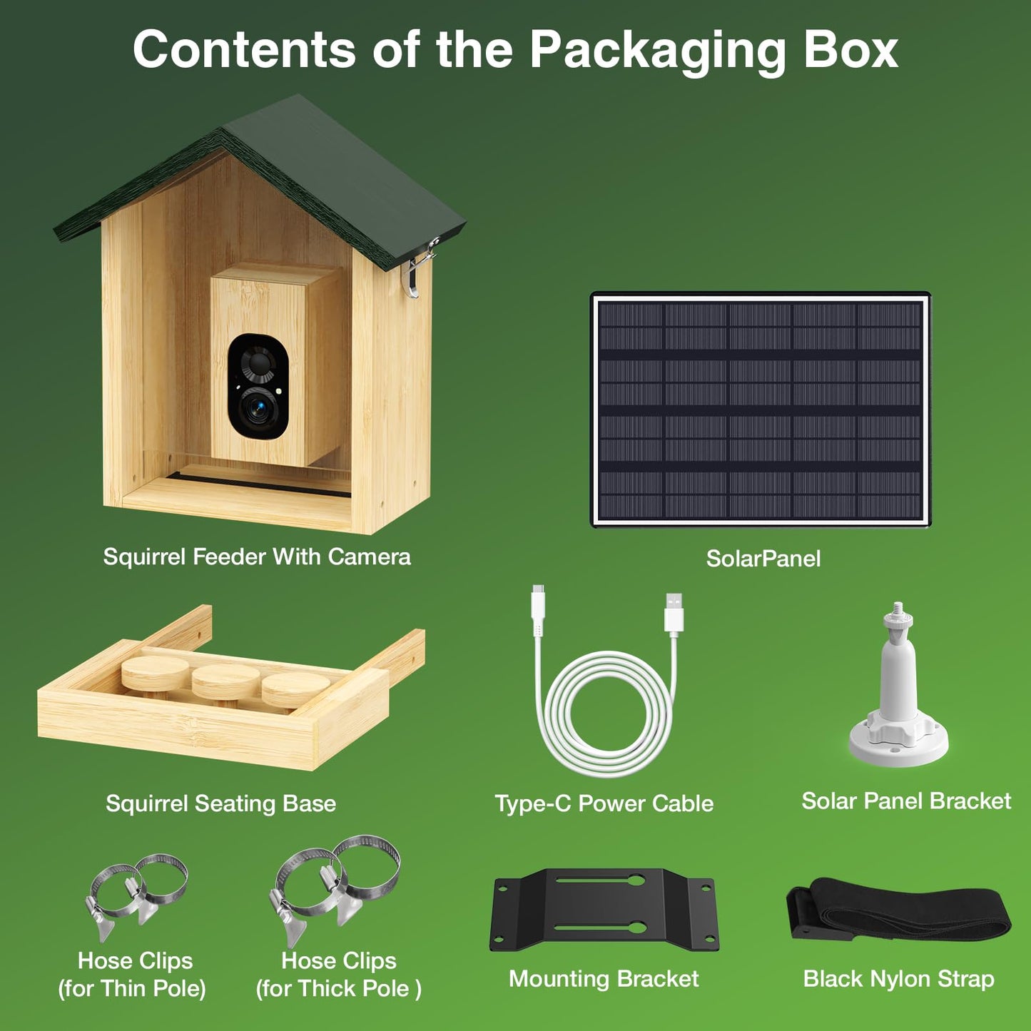 Wooden Squirrel Feeder with Camera, Smart Squirrel Feeder Solar-Powered, Squirrel Houses for Outside, 2K HD+ Video, Cloud Storage, Large Capacity, Ideal for Squirrel Lovers