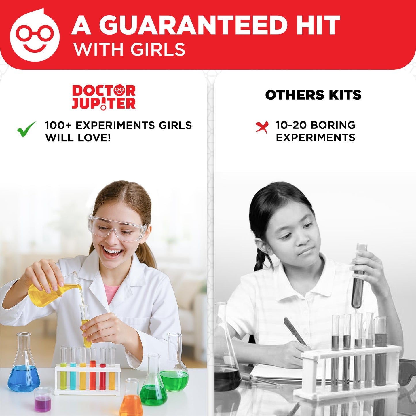 Doctor Jupiter Girls' Super Science Kit for Ages 8-12 | Birthday Gift Ideas for Girls 8,9,10+ Years Old | Chemistry Set with 100+ Experiments