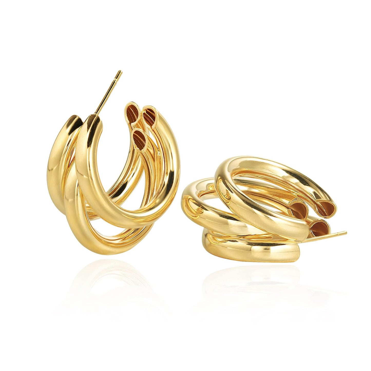 Necocy Twist Small Hoop Earrings for Women, 14k Gold Plated Twisted Hoop Earrings Chunky Gold Thick Small Twist Dainty Jewelry Gifts for Women