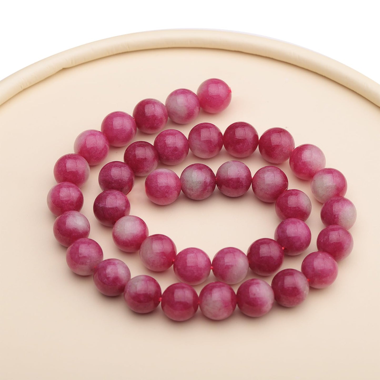 35pcs 10mm Natural Gemstone Beads for Jewelry Making Supplies,Watermelon Tourmaline Healing Crystal Polished Round Loose Stone Beads for Bracelet Necklace 15 Inch