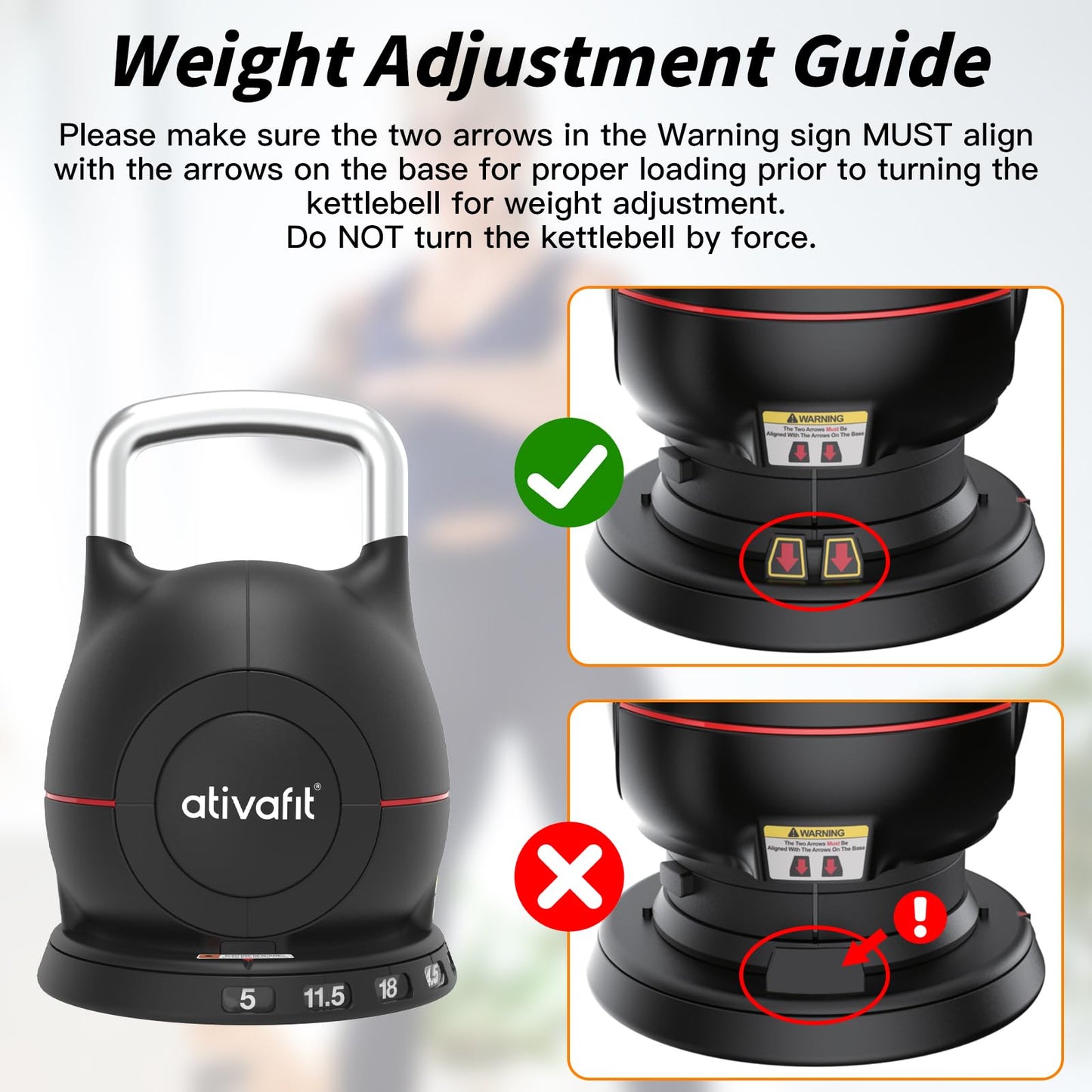Ativafit 7 in 1 Adjustable Kettlebell 5-44lbs Adjustable Kettlebell with Solid Aluminum Handle Quick Adjustment Weights With Safety Locking Systerm Space Saving Strength Training For Women and Men Full Body Home Gym Workout