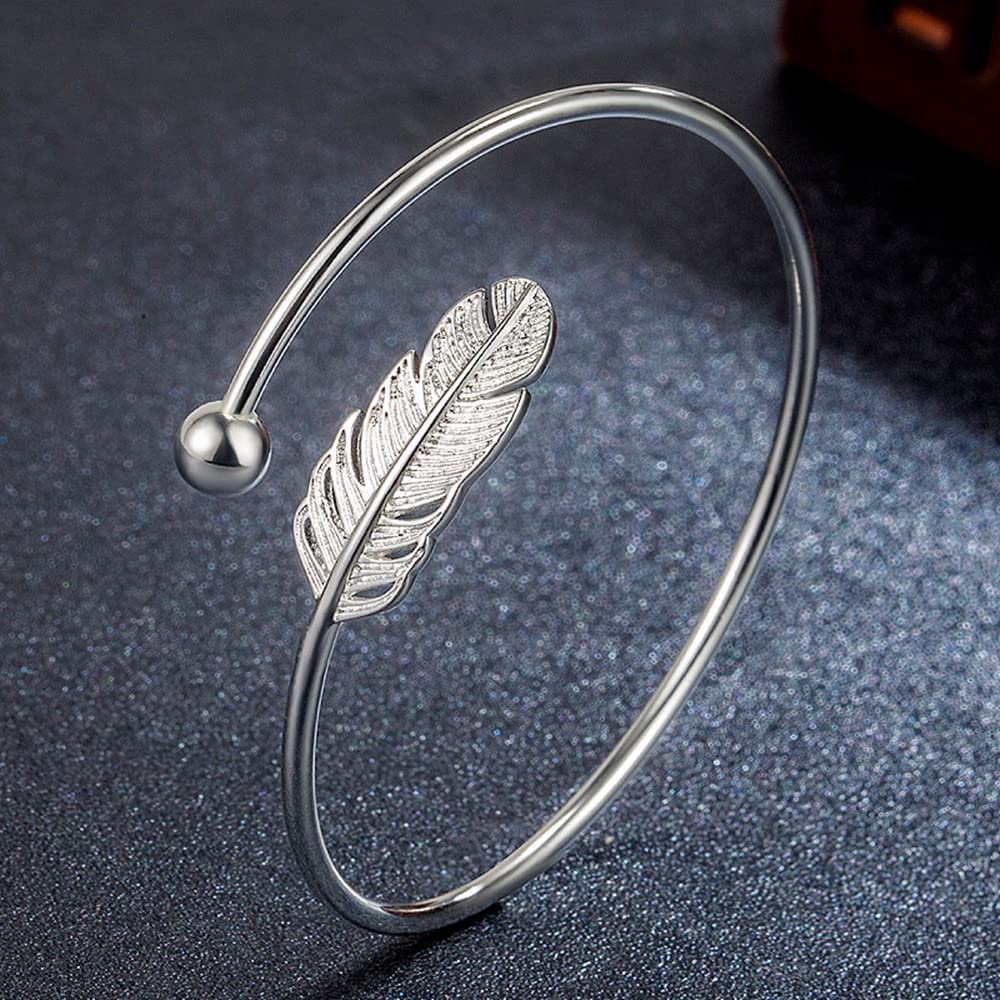 Sterling Silver Bracelets For Women 925 Sterling Silver Beads Bangle Bracelet Transfer Lucky Cuff Bracelet Adjustable Fashion Women Jewelry