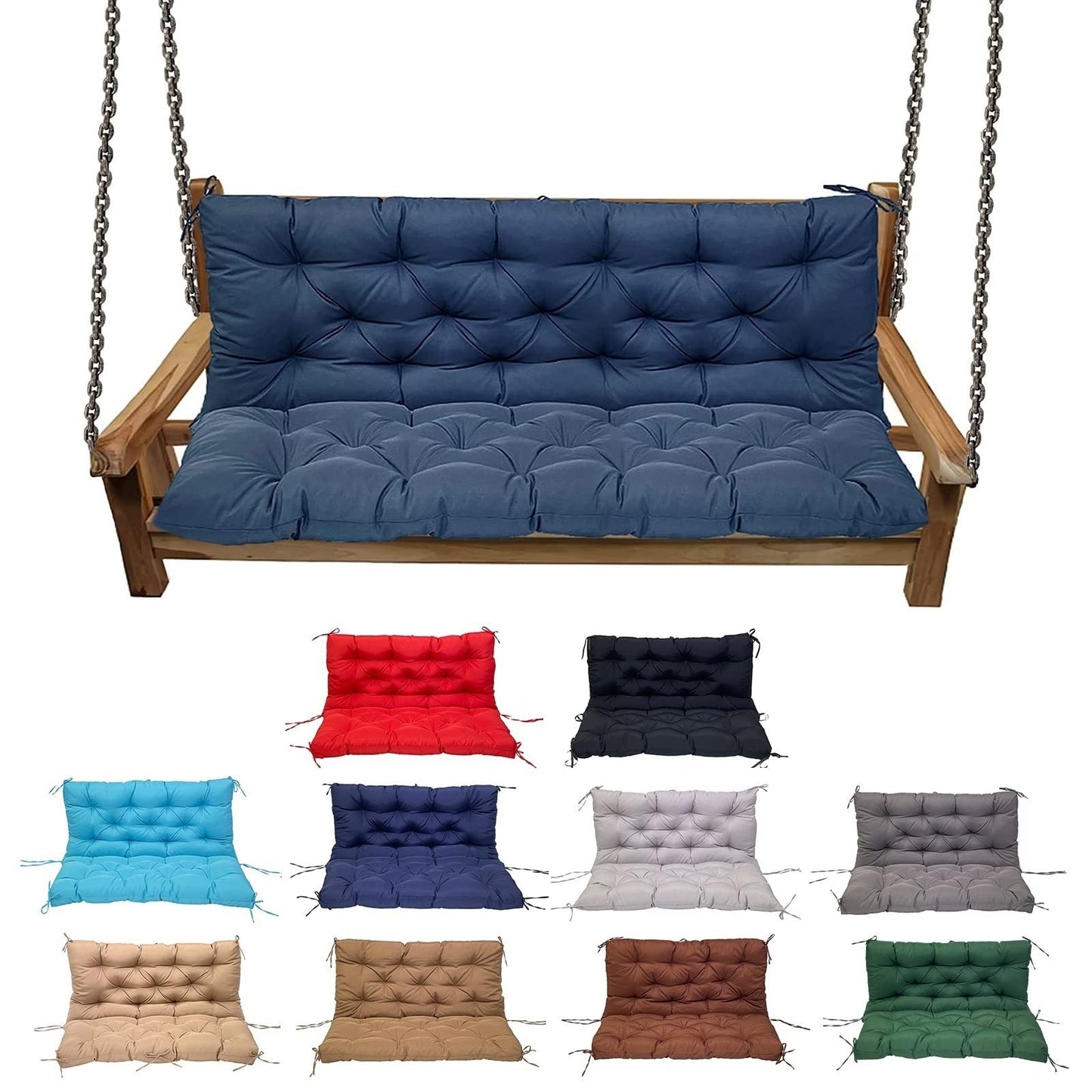 YXMKJOS Swing Cushion Replacement Outdoor Porch Waterproof Bench Cushion 2-3 Seater Washable Bench Replacement Cushions for Outdoor Patio Porch Swing Cushions