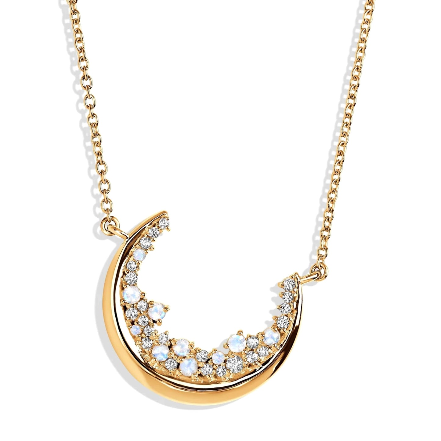 Moon Magic - Authentic Moonstone Necklace for Women | Onyx, Black Obsidian Necklaces/Real 925 Sterling Silver/18k Rose and Yellow Gold Enchanted Crystal Necklace for Women | Genuine Gemstone Jewelry