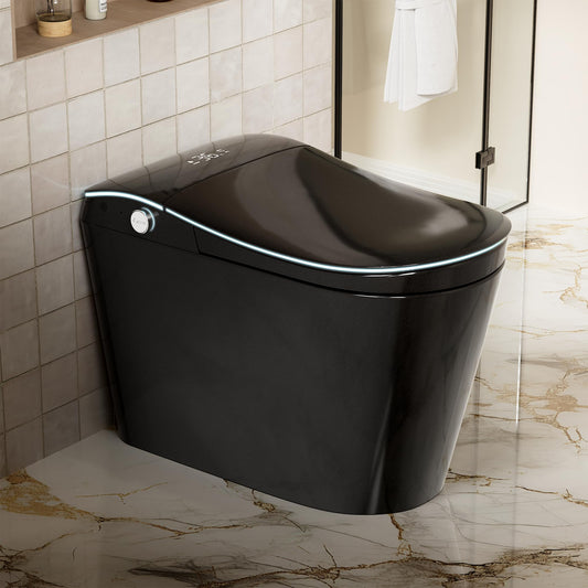 WinZo Smart toilet with bidet built in, Heated Seat,Female Cleaning, Warm Water & Dry Function, Modern Tankless Toilets, ADA Comfort Height Toilet, LED Display, Foot Sensor, 1.28GPF, 1000g MAP Flush