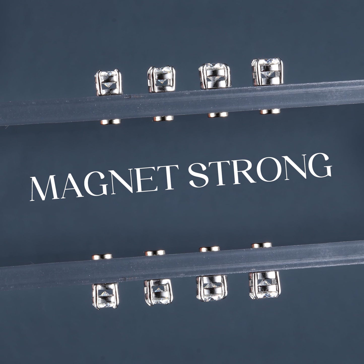 GEMQUEEN Moissanite Magnetic Earrings for Men Women : 18K White Gold Plated Hypoallergenic Stainless Steel Non Piercing Clip on Fake Earrings Studs Dainty 4 Prong Moissanite Earring D Color VVS1 5MM