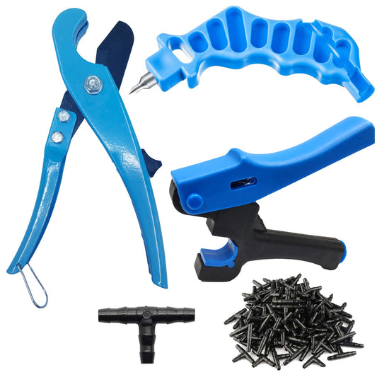 Foinco Drip Irrigation Hole Punch Tool, 2in1 Precision Sprinkler Hose Cutter, 3Pieces, Fits 16/20/25mm PE Pipe