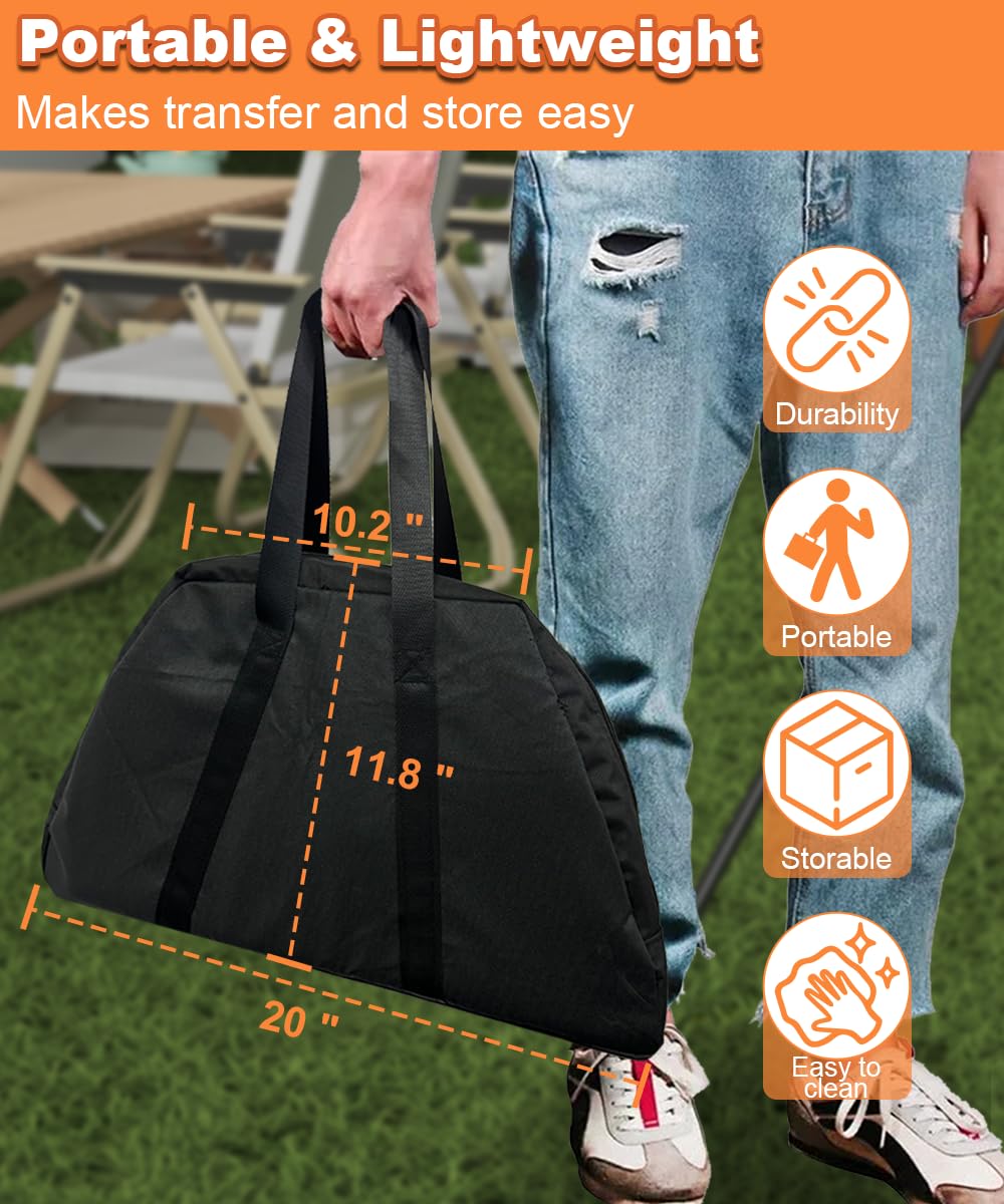 Mondazie Outdoor Fire Pit — 17 Inch Portable with Storage Bag for Camping, Patio Heating, Picnic and BBQ, Trapezoid Vertical Hollow, Black