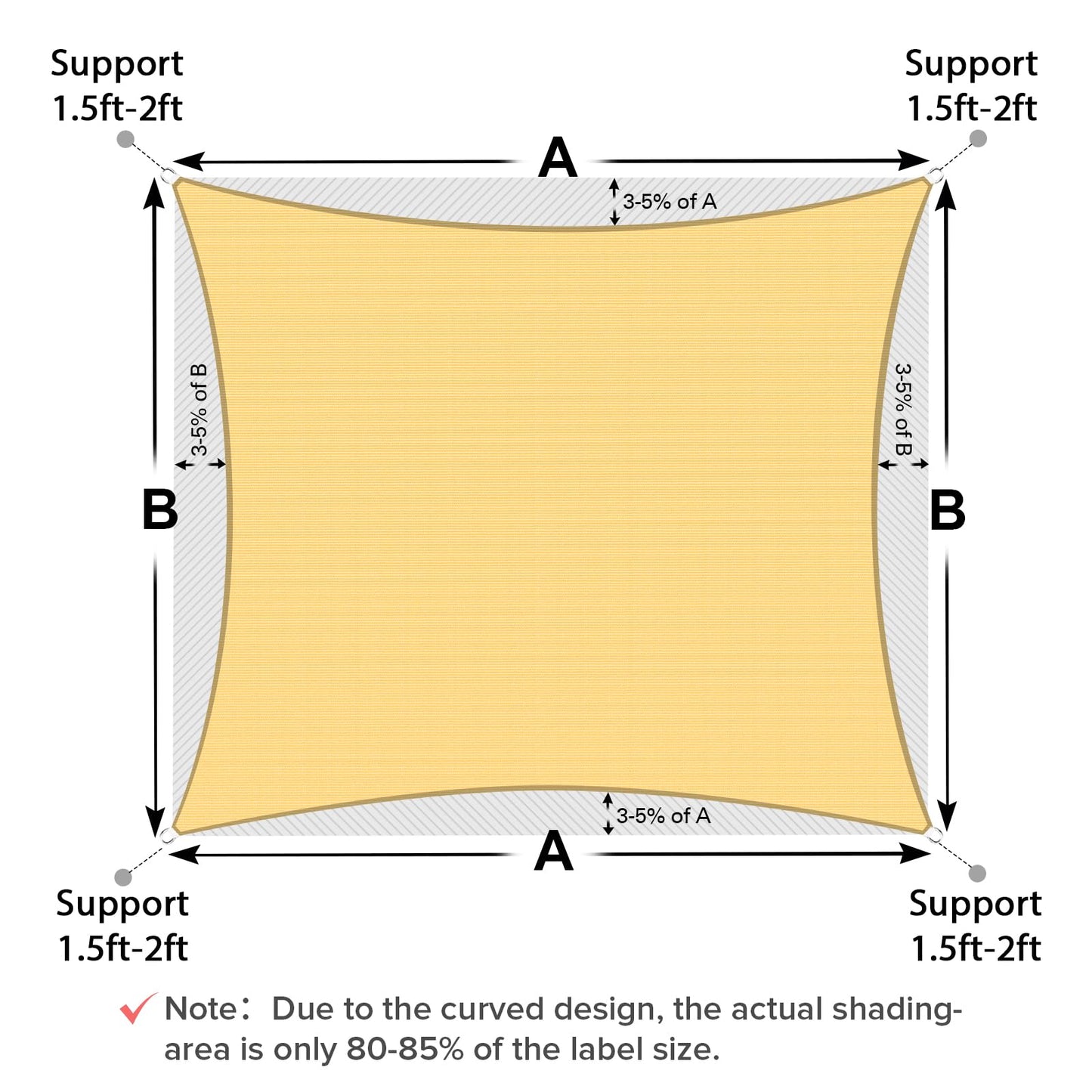 Artpuch 12'x16' Sun Shade Sail BeigeCurved Commercial Outdoor Shade Cover Cream Rectangle Heavy Duty Permeable 185GSM Backyard Shade Cloth for Patio Garden Sandbox (We Make Custom Size)