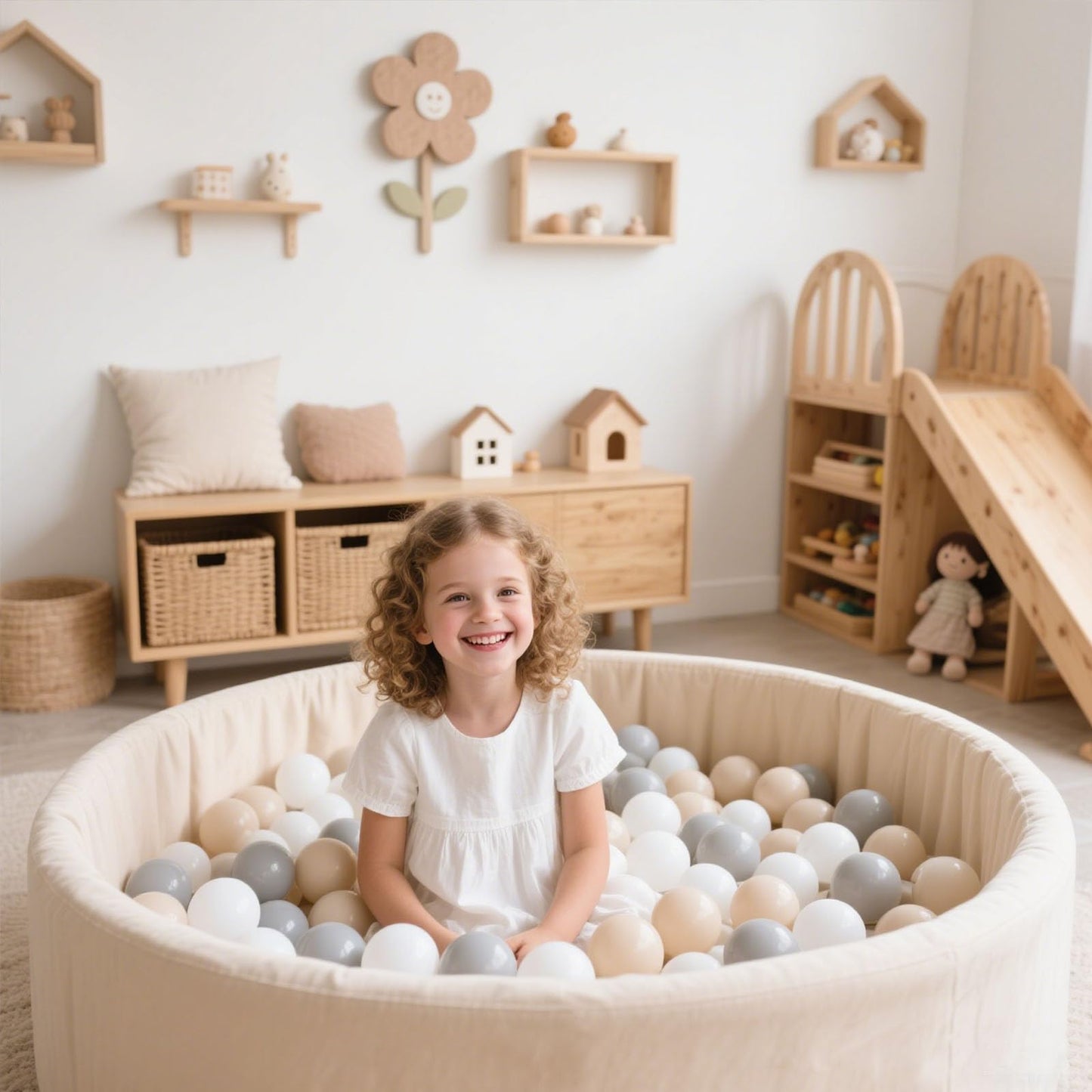 GOGOSO Ball Pit Balls for Toddlers Kids Plastic Balls for Ball-Pit Playpen Pool Baby Play Pastel BPA-Free Non Toxic Play Pastel Crush Proof Bal Beige Light Gray White 200pcs