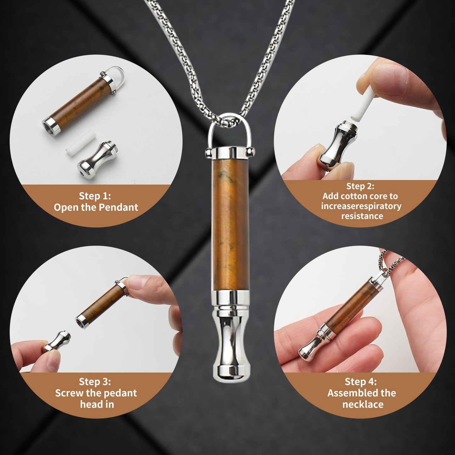AD ADASTONE Breathing Necklace for Anxiety Relief Breathlink Anti Smoking Necklace Stop Smoking Aids Quit Vaping Tools for Smoking Cessation Fum Vaporless Inhaler for Natural Calm Stress Relief