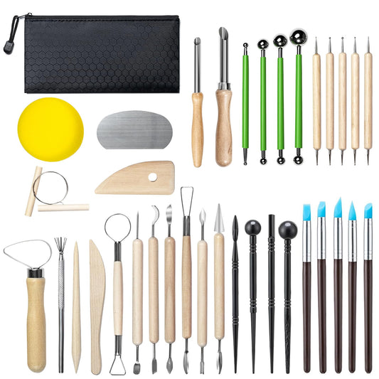 36 PCS Clay Tool, Clay Sculpting Tools Kit, Pottery Tools Can be Used for Stippling, Carving, Molding, and Shaping Clay Crafts, for Beginners, Hobbyists, Artists