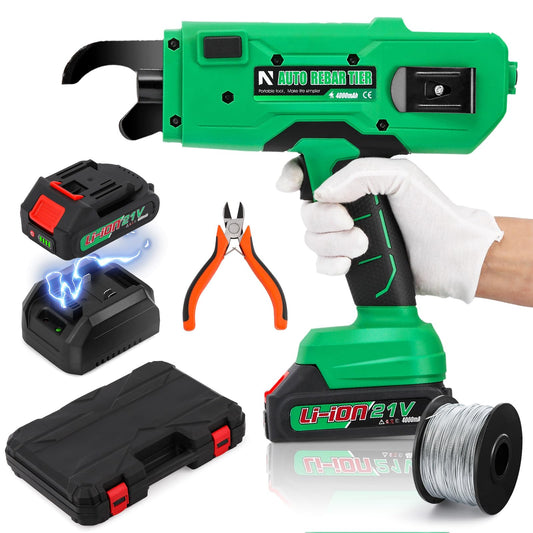 NEWTRY Cordless Rebar Tie Automatic Rebar Tying Gun Portable Steel Tie Tool with 2pcs 2000mAh Rechargeable Batteries for φ0.3"-1.33" Rebar