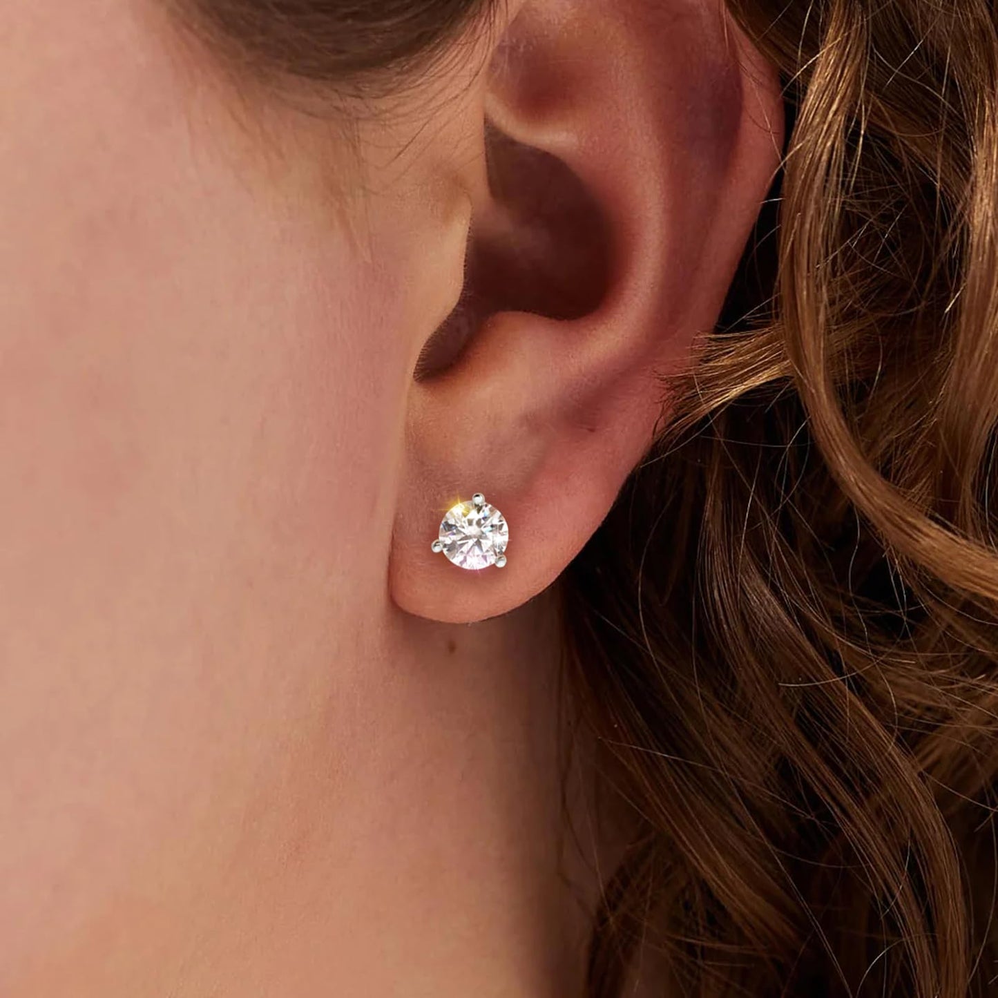 KRKC 0.6-3ct Moissanite Stud Earrings, D Color VVS1 Clarity, Lab Created Diamond Stud Earring for Women, 14K White Gold S925 Sterling Silver Earrings Friction Back for Women Men, Hypoallergenic
