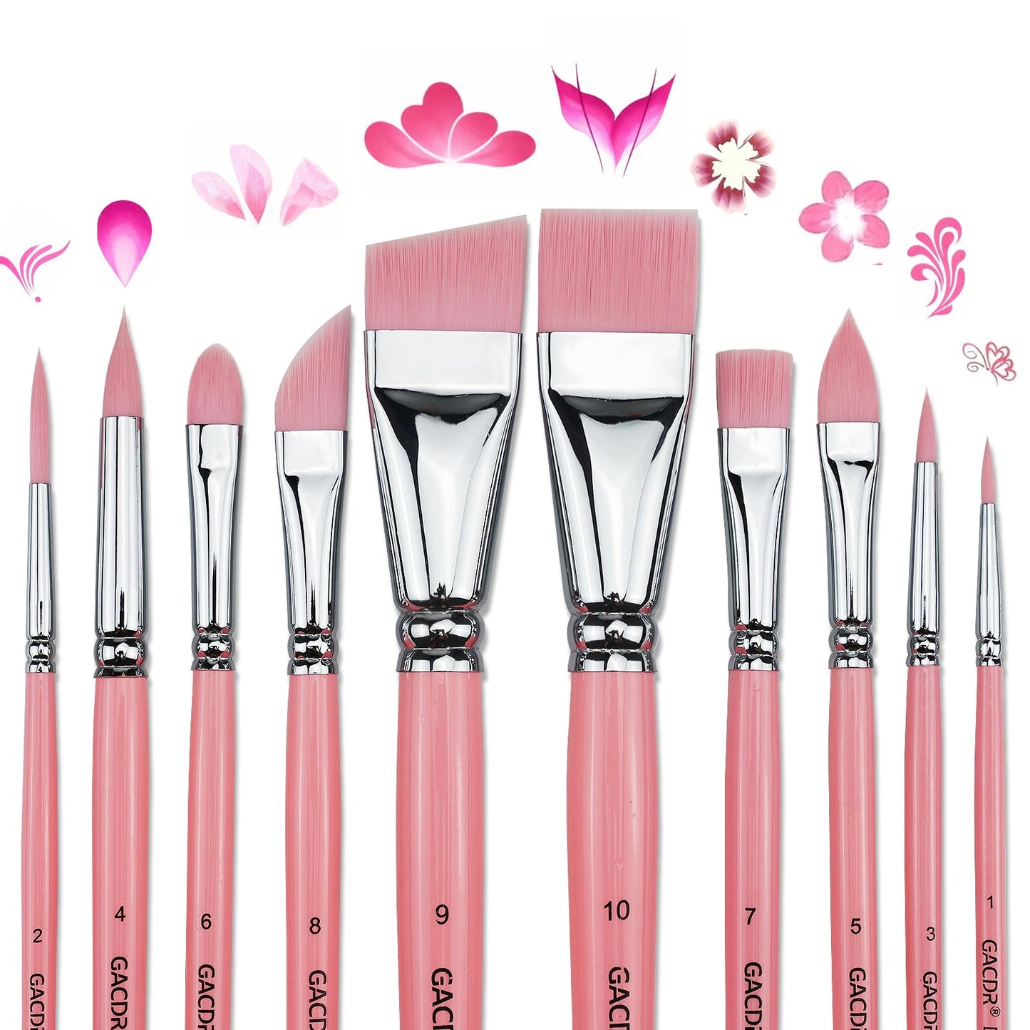 GACDR Face Paint Brush Set,10 Pcs Professional Artist Paint Brushes for Face & Body Painting for Halloween Cosplay Party - Acrylic Painting Oil Gouache Watercolor
