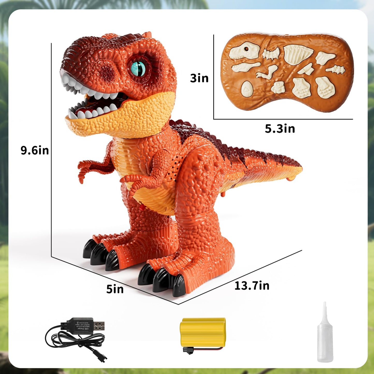 Toddlers Remote Control Dinosaur Robot Electronic Toys for Kids 3-5 5-7, RC Dinosaur Toy with Roaring Sound, Spray and LED Light, 3 4 5 6 7 8 Years Old Boy Girl Birthday Gift Realistic Dino Model Toys
