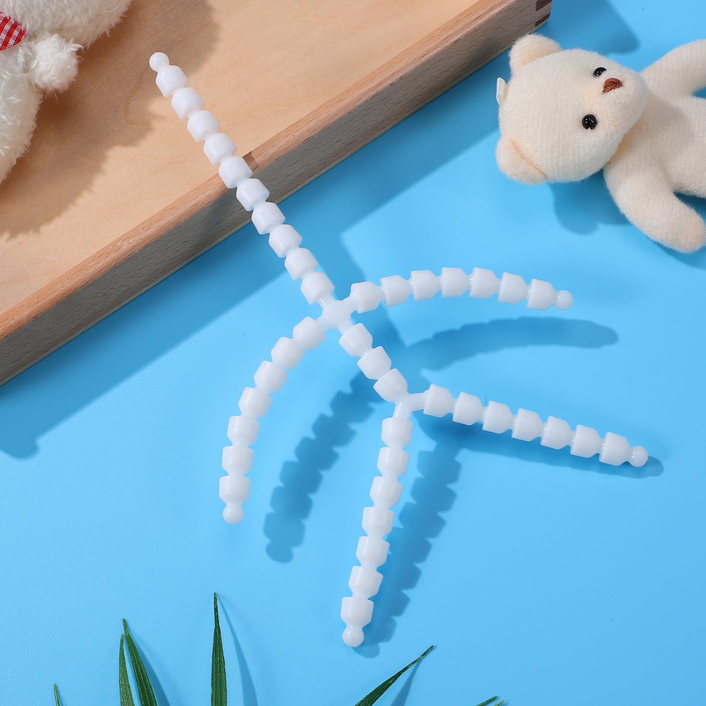 TEHAUX Doll Armature Set with X Y Connectors, Adjustable Ball Socket Joints for Stuffed Animal Bear Dolls Making, Moveable Plastic Body Figure Frame for DIY Craft (White)