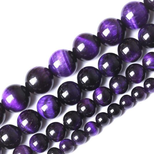 36PCS 10MM AAA Purple Tiger Eye Stone Beads Natural Gemstone Bead Crystal Healing Energy Jewelry Making DIY 15 inches
