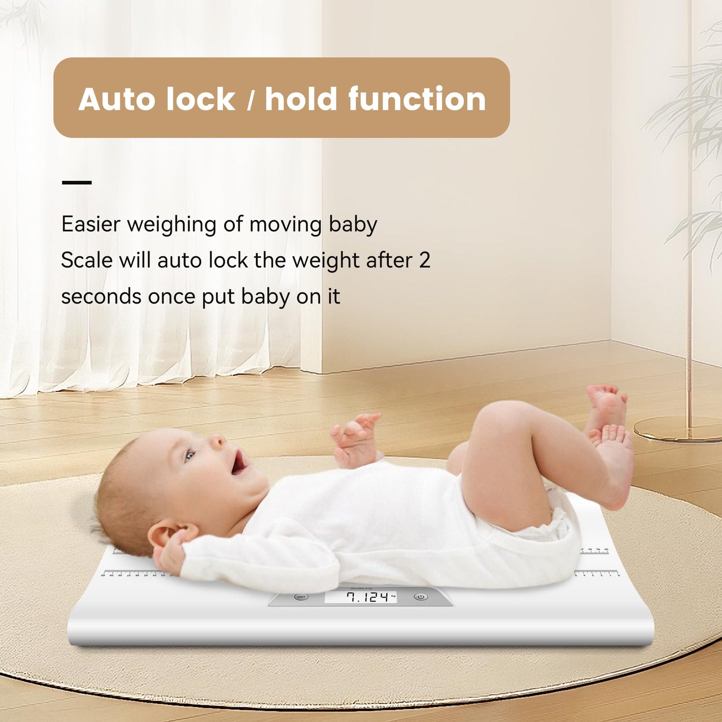 EILISON Baby Scale with Height Measuring - Digital Weight Scale for Infants, Toddlers & Pets - 0.1-44 lbs, Tare Function, Hold Feature, Accurate Baby Weighing Scale for Growth Tracking (White)