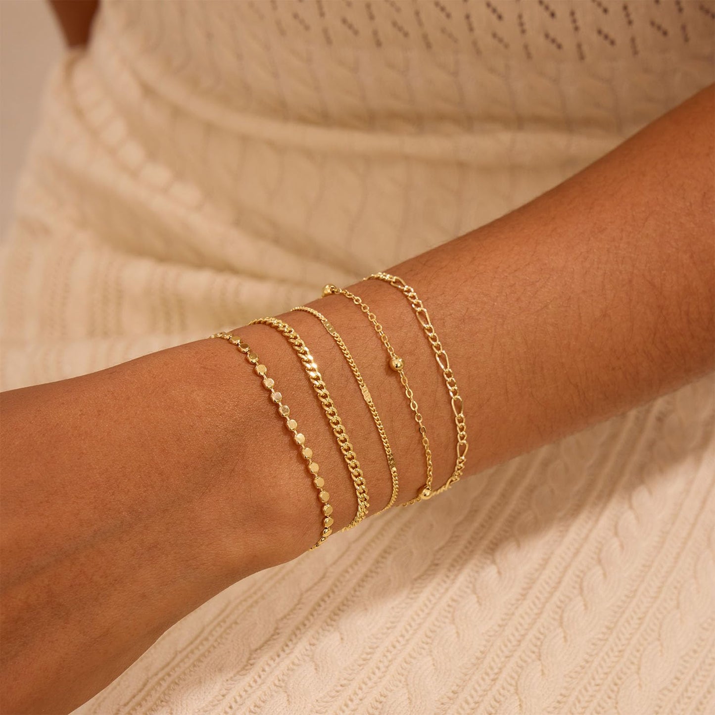 Gold Bracelets for Women, Dainty 14K Gold Plated Bracelet Stack for Women Trendy CZ Tennis Paperclip Cuban Chain Stackable Adjustable Waterproof Link Bracelet Jewelry Set Fashion Accessories Gifts