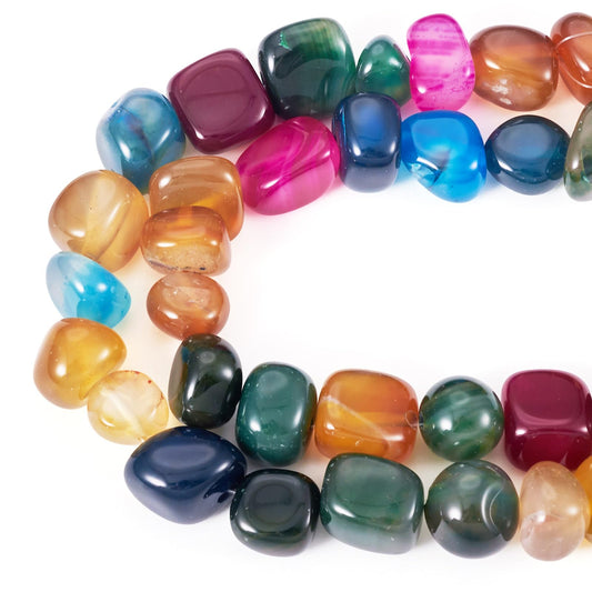 3 Strands Natural Agate Beads for Jewelry Making Colorful Tumbled Stones Polished Healing Crystal Stones Gemstone Loose Beads for Bracelets Necklaces Earrings DIY Crafts 6.5-13mm