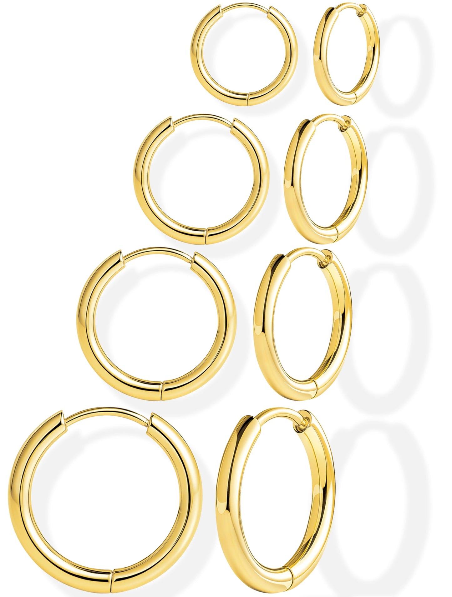 316L Surgical Stainless Steel Gold Huggie Hoop Earrings for Women Men, Stainless Steel Hypoallergenic Small Earring Set for Sensitive Ears, Cute Mini Thin Tiny Cartilage Earrings Stacks for Women Multiple Piercing Jewelry Gift
