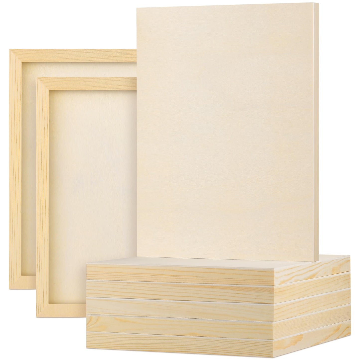 Aodaer 8 Pack Wood Panels 9 x 12 Inch Wooden Panels Canvas Unfinished Craft Wood Boards Panels for Art Crafts Acrylic and Oil Painting Pouring DIY Projects