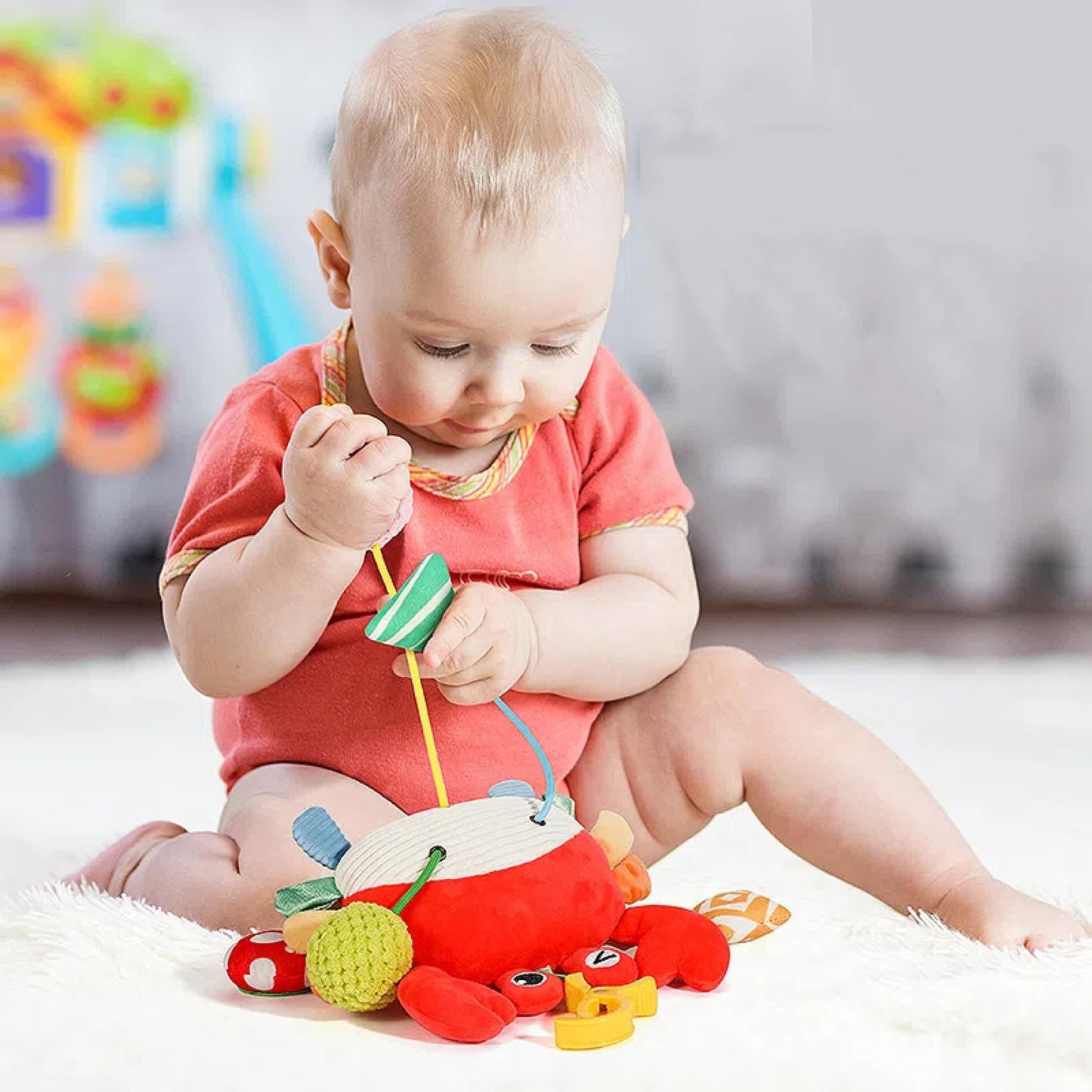 GZYFUVALW Car Seat & Stroller Toys for Babies 0-12 Months, Crab Infant Stroller Hanging Toys for Boys Girls