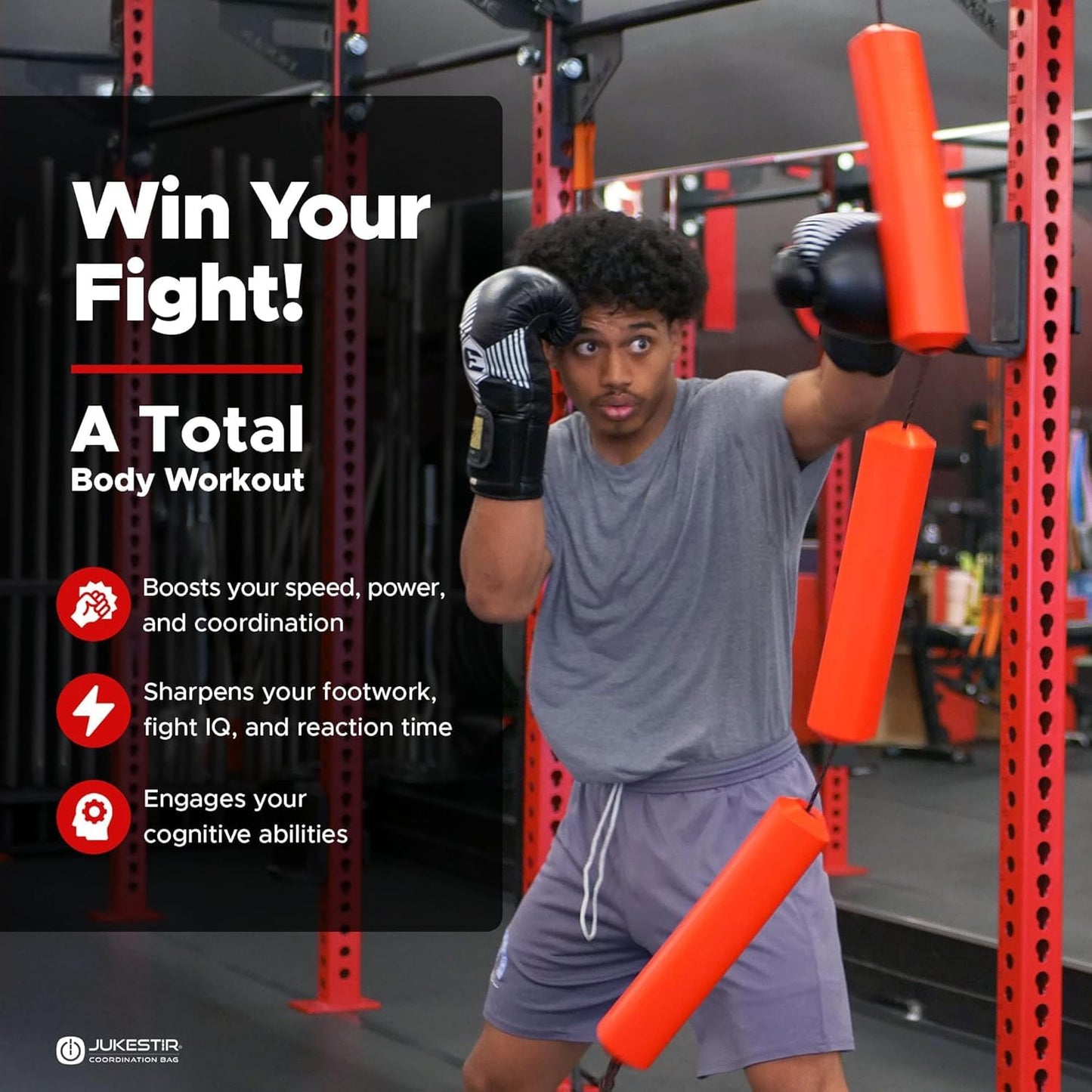 Jukestir® Only Punching Bag with Dynamic Motion. Better Footwork Than Double End Bag, Speed Bag. More Agility Than Heavy Bag. Boxing MMA Equipment. Great Workout for Adult or Teen. Used by Pros.