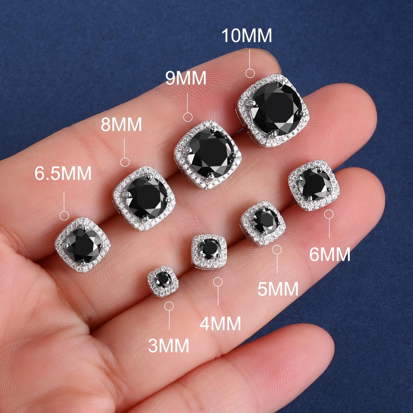 Gugots Moissanite Halo Square Stud Earrings Screw Back 925 Sterling Silver Lab Brilliant D Color VVS1 Clarity Hypoallergenic Earrings for Women Men Black White Gold Plated 0.8CT 6MM*2