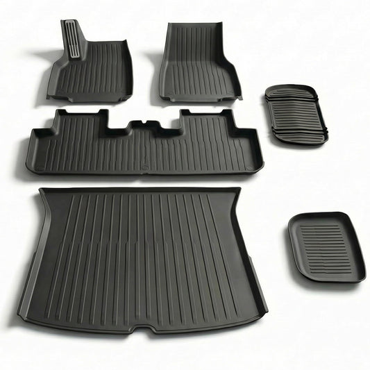 CYBERBEANS 6 Pcs Liners for Tesla Model Y Juniper Accessories New 2025 2026(Not Fit Standard) All Weather Floor Mats Front Frunk Rear Trunk Mats Cargo Liner TPE Anti-Slip 5-Seater