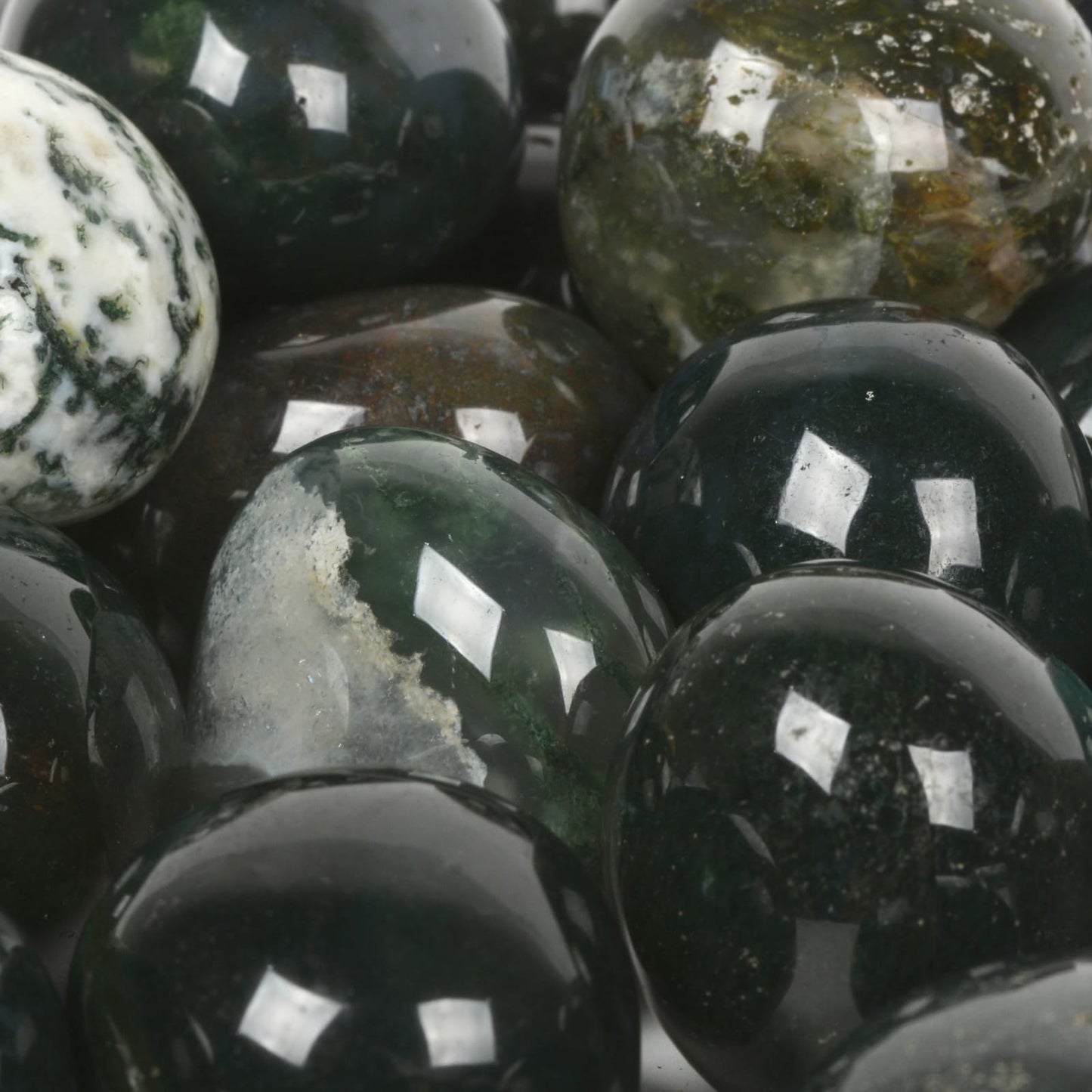 Justinstones 100 Grams Moss Agate Tumbled Polished Natural Crystal Healing Pocket Stones Rock Collection
