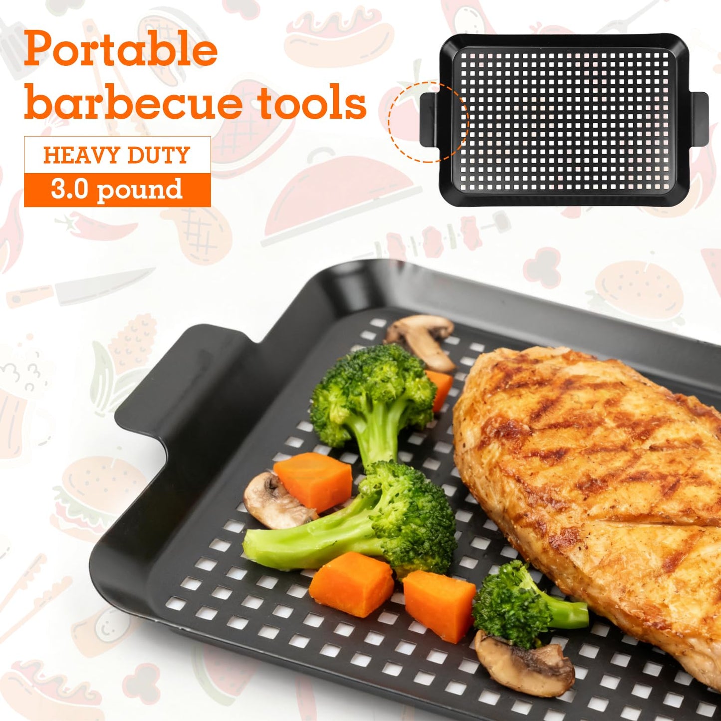 guogiyala 2PCS Grill pan: Grill topper for outdoor grill - Non-stick enamel coating grill topper suitable for camping, picnic, party