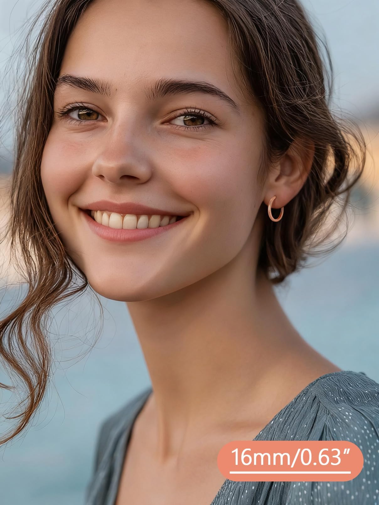 FaithHeart Hoop Earrings for Women, Rose Gold Hypoallergenic Huggie Hoop Earrings, Small Cartilage Earrings for Women 16mm, Send Gift Box