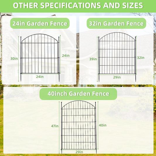Decorative Garden Fence 24in (H) x20ft (L), 10 Pack No Dig Fence Animal Barrier for Dog, Arched Flower Bed Edging, Wire Border Panel Fencing for Yard Patio Outdoor Decor