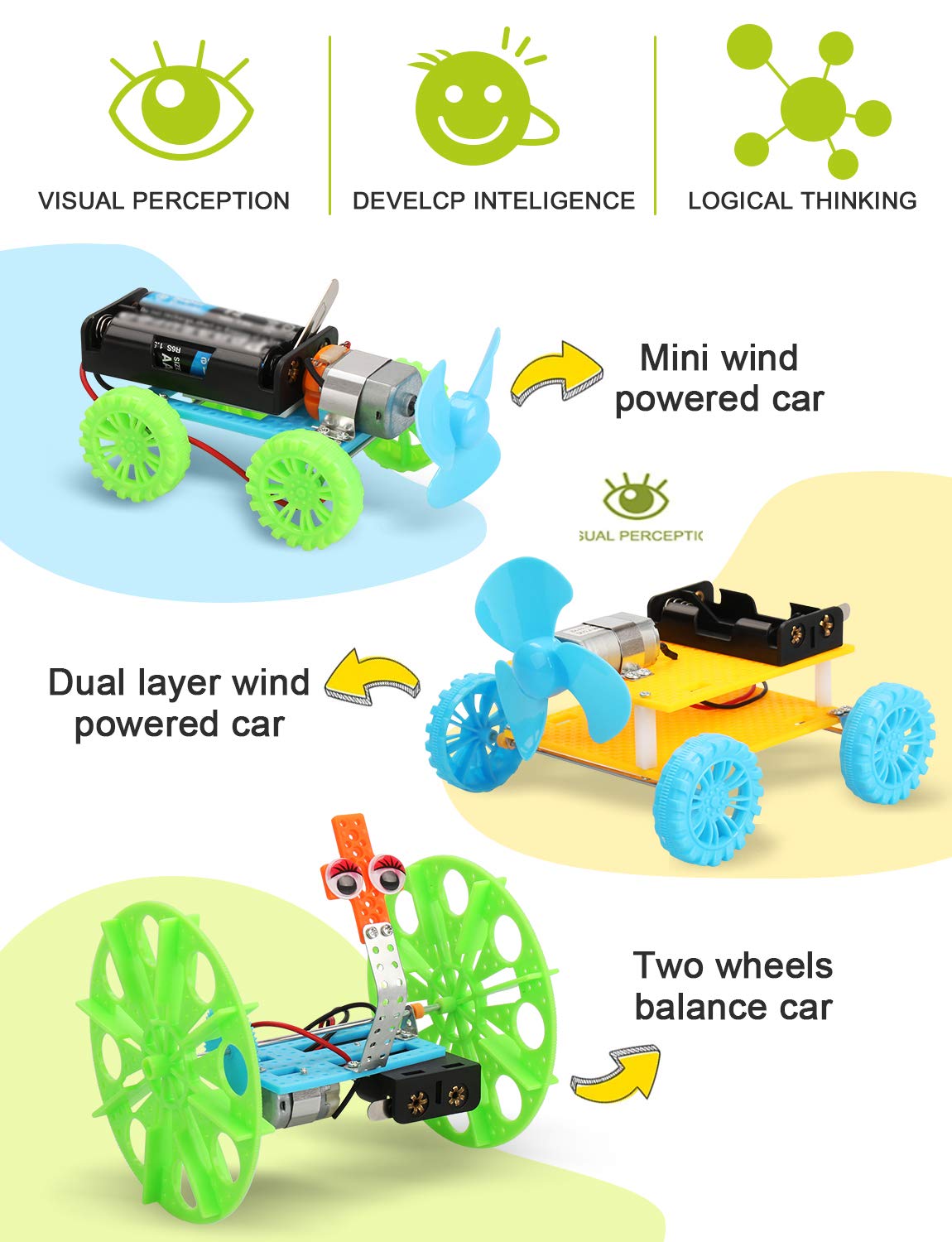 Poraxy 5 Set STEM Science Kits for Kids Ages 8-12, Robotics Model Car, Toys for Ages 8-13, Building Engineering Experiment Projects, Birthday Gifts for Boys Girls 6 7 8 9 10 11 12 13 Year Old