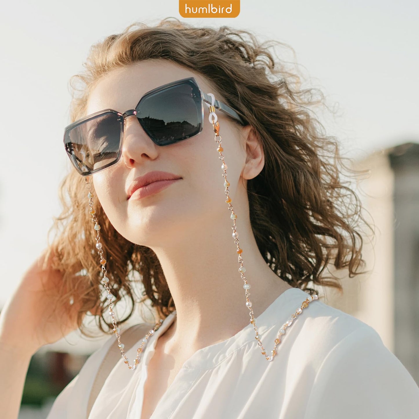 humlbird Eyeglasses Chain for Women Stylish Mask Lanyard Natural Crystal Mask Chain Eye Glasses Holder Strap Around Neck