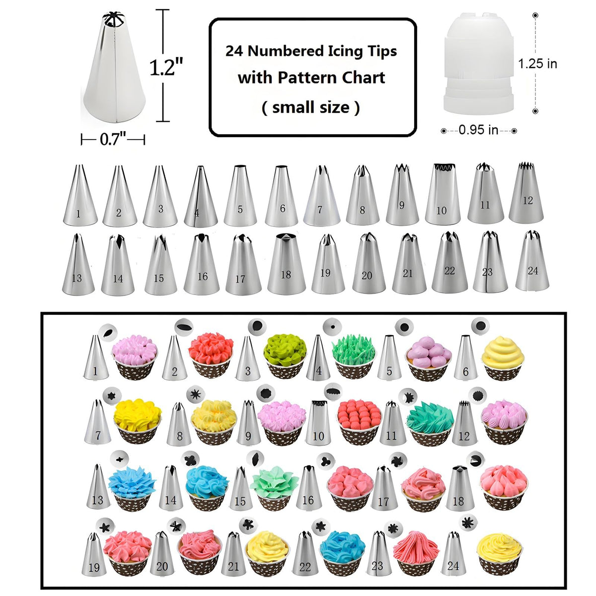 YOQXHY Cake Decorating Kit, 198 Pcs Baking Supplies Tools with Aluminium Cake Turntable, Leveler, 24 Numbered Icing Tips, 2 Spatulas, 3 Scrapers, 2 Couplers, 50 Pastry Bags, 50 Cupcake Liners & More