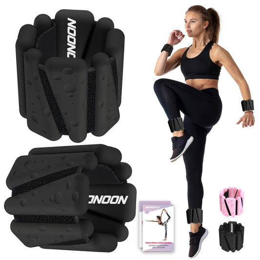 Wrist Ankle Weights Bangles 4lbs for Women, Adjustable Silicone Pilates Weights Bracelet, Heavy Duty Fasteners Wearable Arm & Leg Weights for Yoga, Pilates, Barre, Walking and Gym (Set of 2)