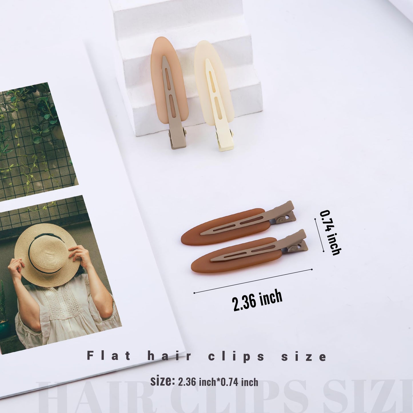 Cptots No Crease Creaseless No Bend Hair Clips For Styling Non Slip Flat Clips For Makeup Hair Accessories For Women,Black Brown Beige,12 PCS