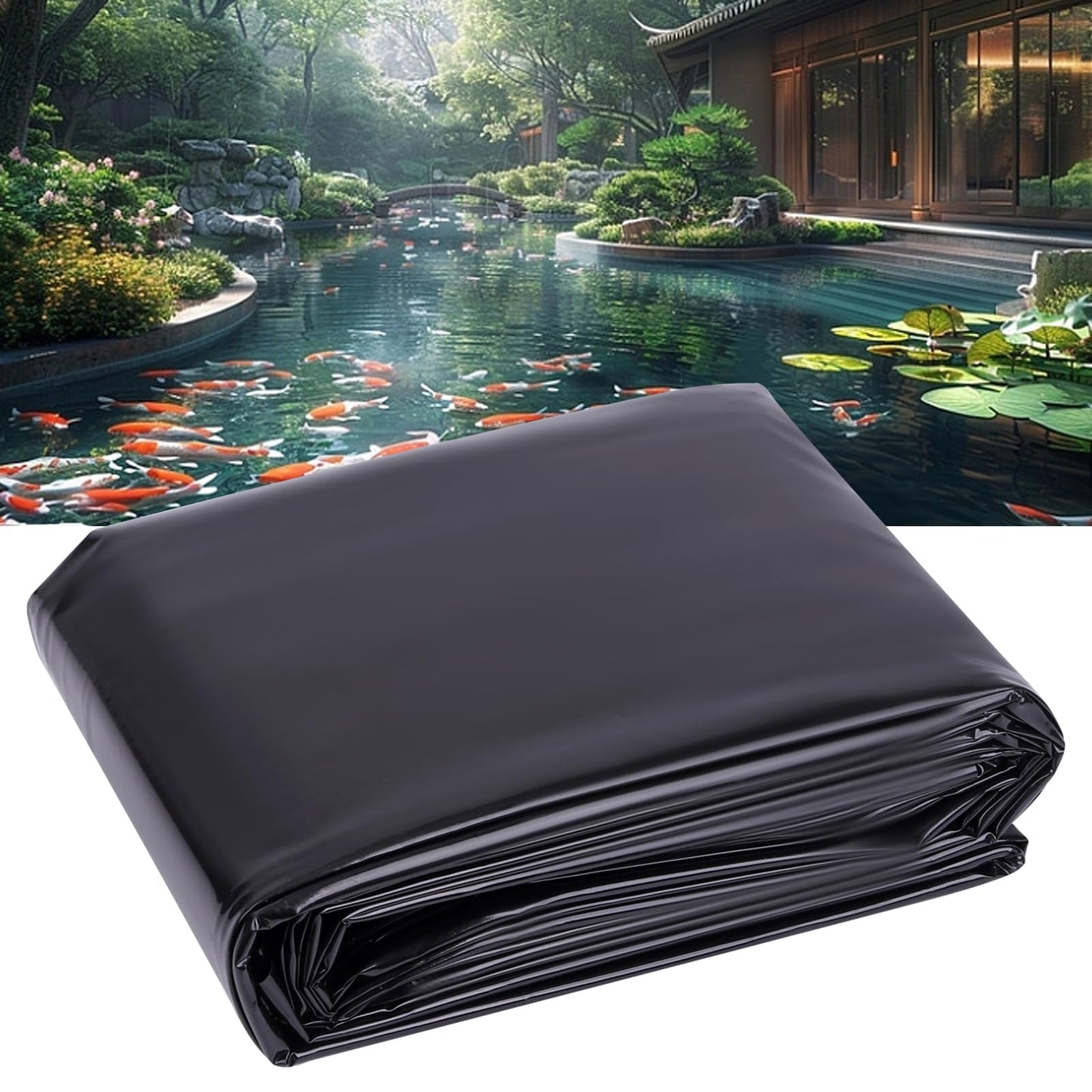 PAULOZYN Pond Liner 13 X 20 Ft, 20 Mil Pond Liners for Outdoor Ponds HDPE, Fish Pond Liner, High Preformed Easy Cutting for Koi Ponds, Garden Landscape, Fountain, Waterfall, Streams
