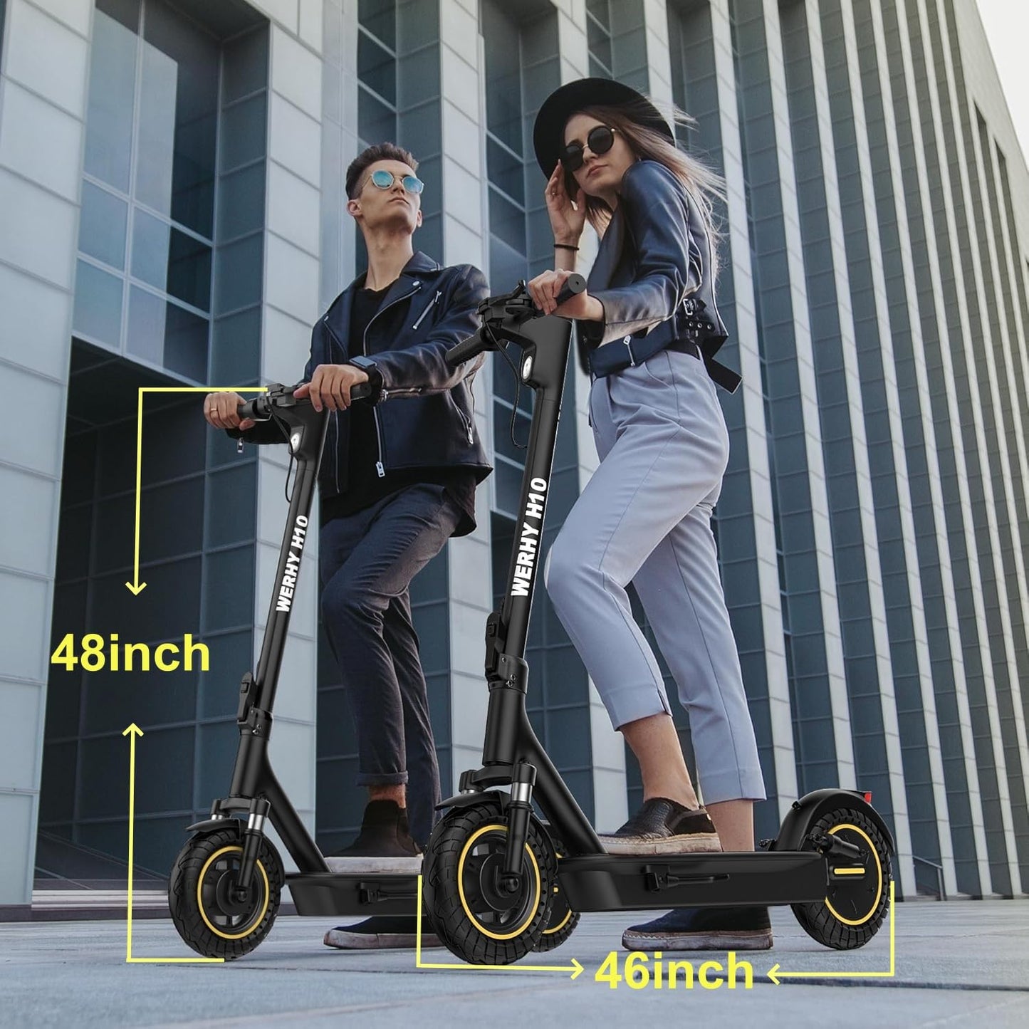 WERHY 10 Inches Electric Scooter, 500W Powerful Motor & 22 MPH Top Speed, 22-28Miles Long Range, Folding E Scooter with Dual Braking for Adults