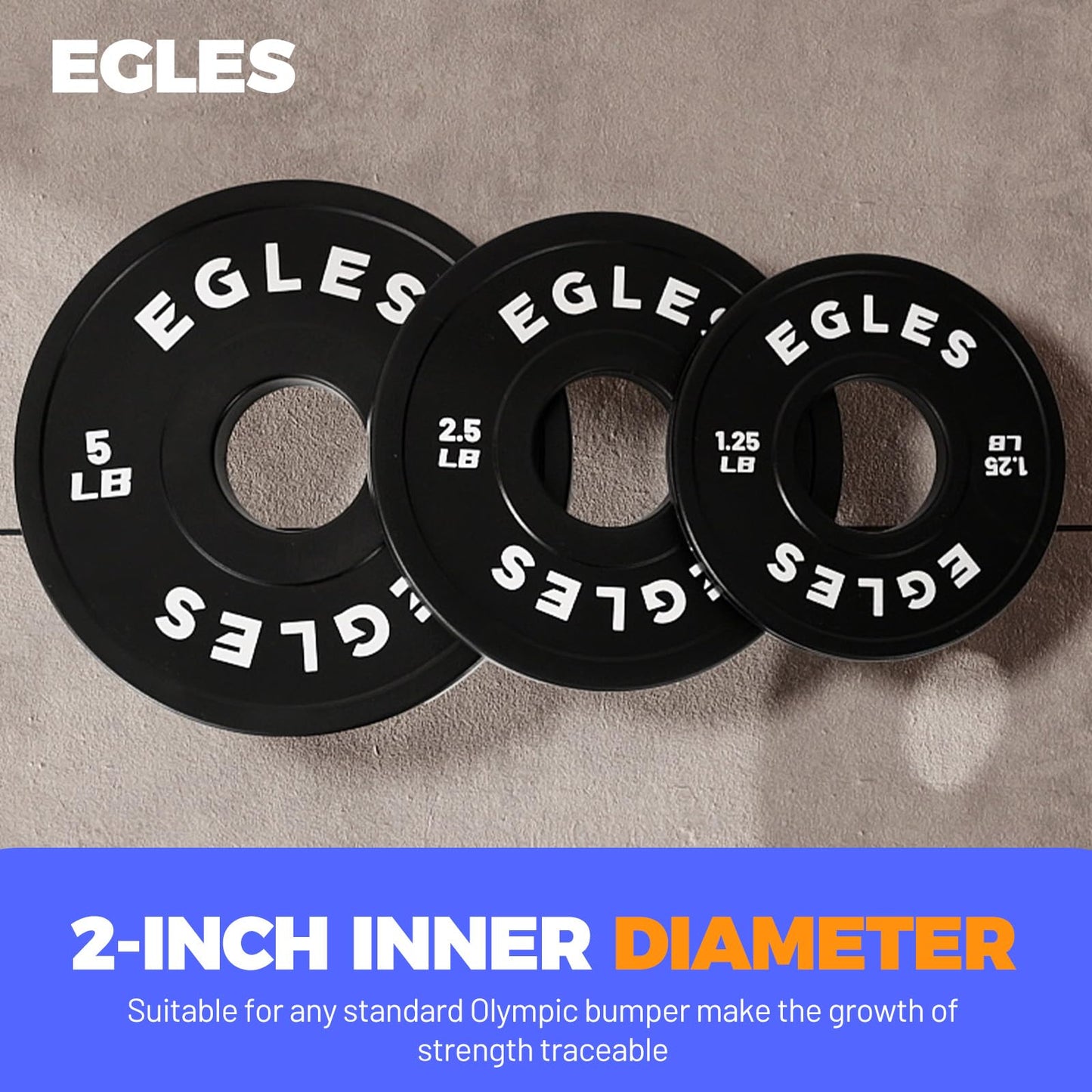 EGLES Change Plates Pair 5LB Black Rubber Coated Weight Plates in Pairs Olympic Bumper Plates Fit 2-Inch Barbells Strength Training Weight Plates Gym & Fitness Change Plates