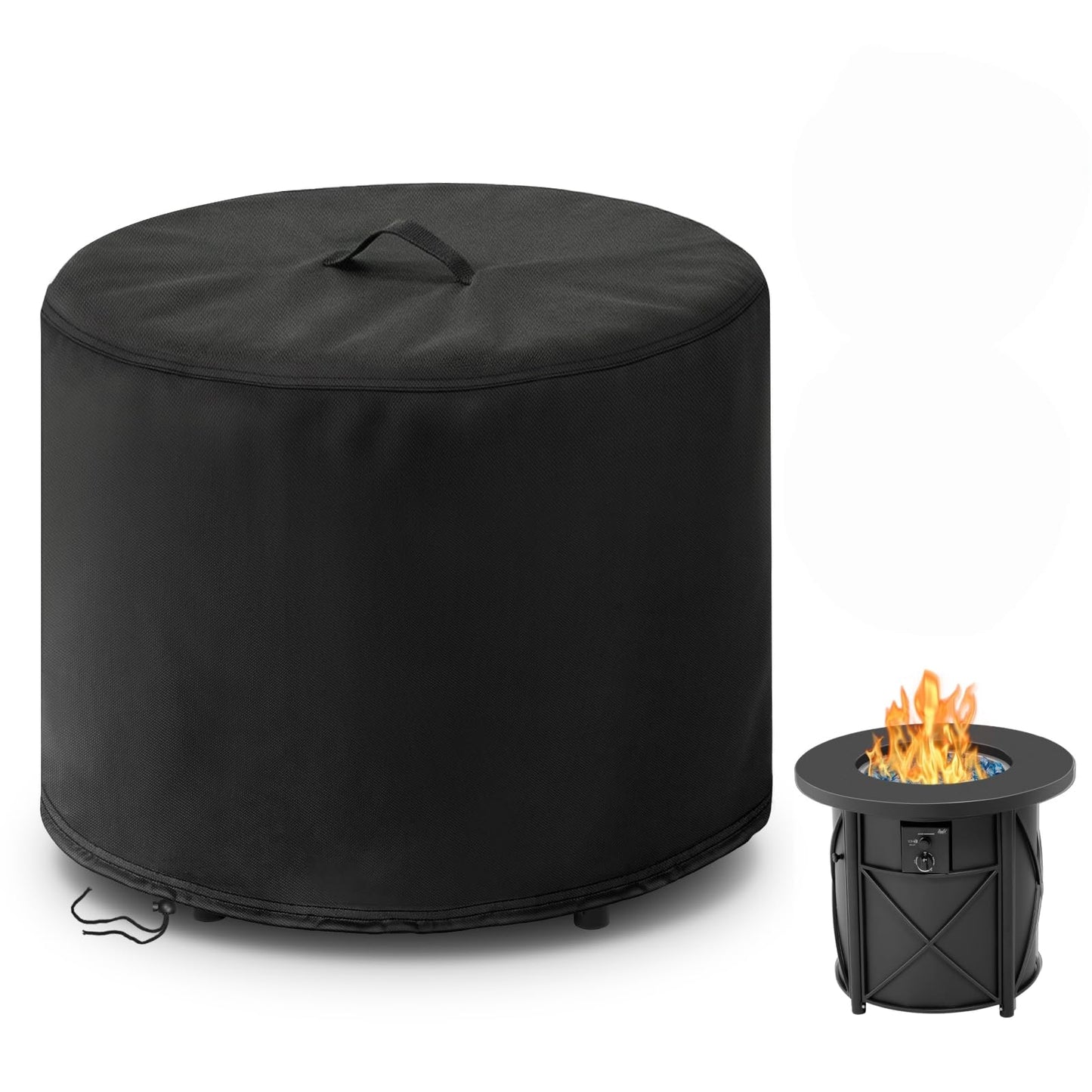 POMER Fire Pit Cover,30inch Round Fire Pit Cover for BALI OUTDOORS Gas Firepit Table Waterproof Propane Gas Fire Pit Column Cover - 30" D x 25" H