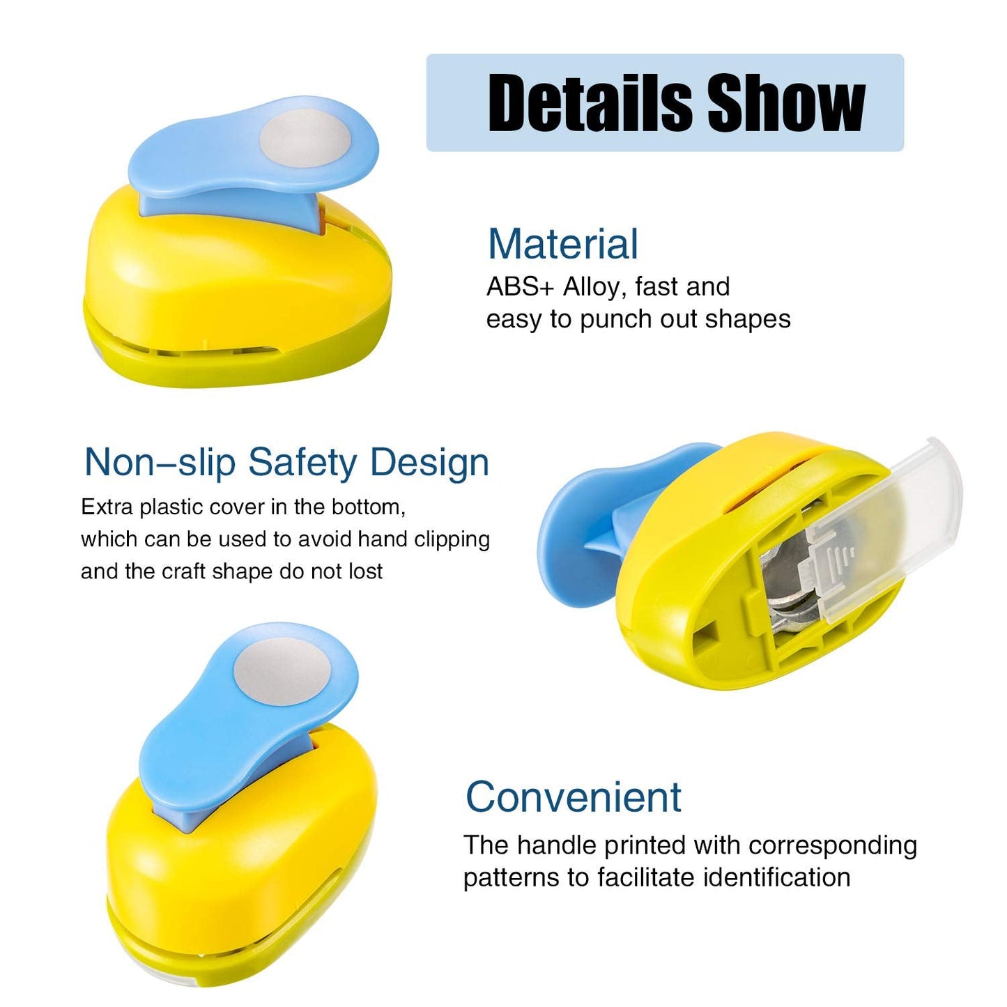 Chengu 3 Pack Craft Paper Punch Circle 2, 1 and 5/8 Inch Punch Paper Punchers Round with 10 Pcs Sticker, Cutter Purple Green Yellow for Card Making Scrapbook DIY Albums Photos Office Supplies