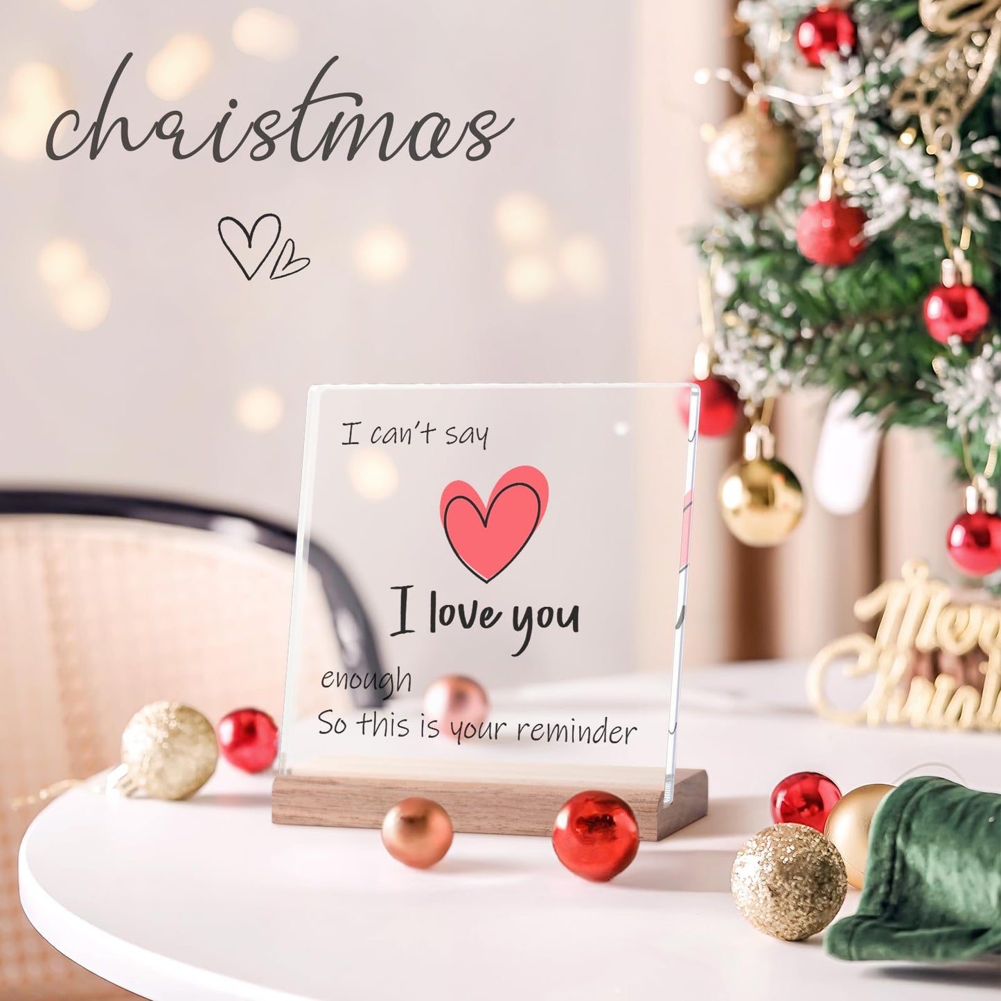 FreeJac I Love You Gifts for Her Him - Valentines Day Gifts for Girlfriend Wife Christmas Birthday Wedding Anniversary Keepsake Loving Acrylic Plaque Gifts for Boyfriend Husband Miss You Gifts